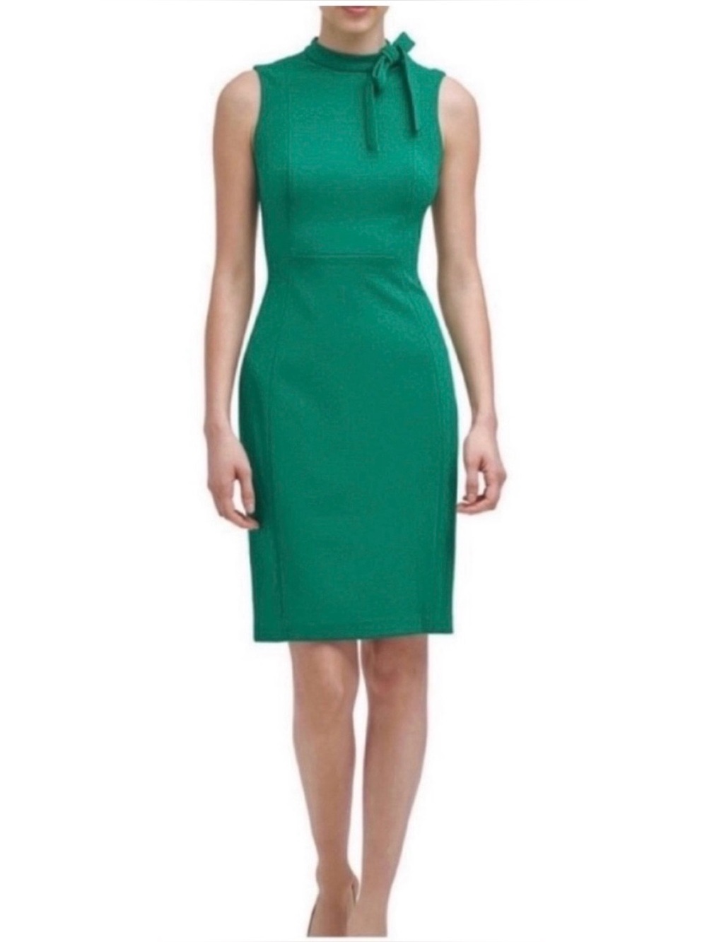 ❤️ NWT! Red CALVIN KLEIN Tie Neck Sleeveless Dress - Size 6 - Picture 5 of 11